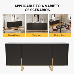 Grovyn 1200mm Buffet Sideboard Sintered Stone Top Black Fluted with Adjustable Shelves - thumbnail 8