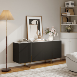 Grovyn 1200mm Buffet Sideboard Sintered Stone Top Black Fluted with Adjustable Shelves - thumbnail 6