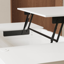 Adjustable Height Desk with 6 Drawers, Wireless Charging & Power Outlet - French Style Cream White Computer Desk for Home Office - thumbnail 6