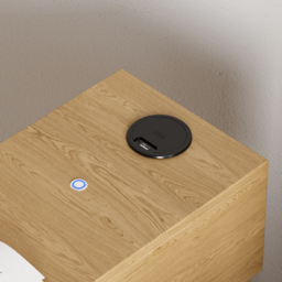 Smart LED Natural Bedside Table Wireless Charging Station Wood Bedside Table with Light Modern - thumbnail 9