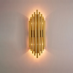 Glam Fluted Gold Wall Sconce 2-Light Flush Mount Wall Lighting - thumbnail 4