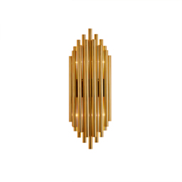 Glam Fluted Gold Wall Sconce 2-Light Flush Mount Wall Lighting - thumbnail 5