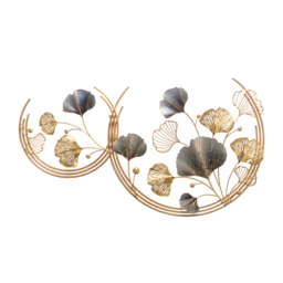 Modern 3D Hollow-out Ginkgo Leaves Wall Decor Home Metal Round Wall Art in Gold & Gray - thumbnail 9