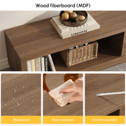 Quoint 255 cm Modern Walnut TV Stand Retracted & Extendable 3-Drawer Media Console - thumbnail 7
