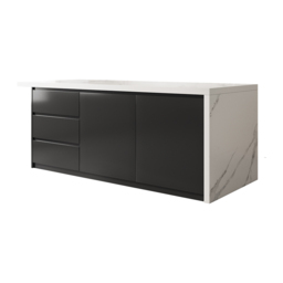"72"" Large White & Black Kitchen Island & 2 Swivel Bar Stools Set  Curved Back Beige" - thumbnail 6