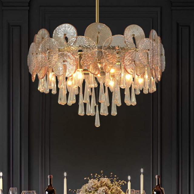 Glam 9-Light Crystal 5 Tiered Chandelier Gold Pendant Lights for Living Room - image 1