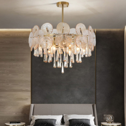 Glam 9-Light Crystal 5 Tiered Chandelier Gold Pendant Lights for Living Room - thumbnail 4