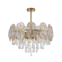 Glam 9-Light Crystal 5 Tiered Chandelier Gold Pendant Lights for Living Room - thumbnail 8