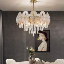 Glam 9-Light Crystal 5 Tiered Chandelier Gold Pendant Lights for Living Room - thumbnail 3