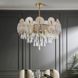 Glam 9-Light Crystal 5 Tiered Chandelier Gold Pendant Lights for Living Room - thumbnail 6