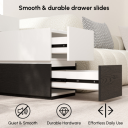 Sintered Stone Top Narrow Smart Side Table with Storage Modern White & Black End Table with USB Charging - thumbnail 5