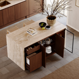 Waterfall Kitchen Island Unit with LED Light Storage 180cm - thumbnail 4