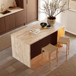 Waterfall Kitchen Island Unit with LED Light Storage 180cm - thumbnail 6