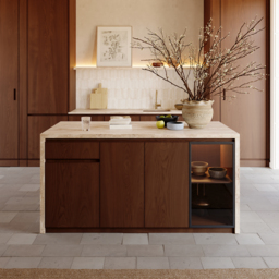 Waterfall Kitchen Island Unit with LED Light Storage 180cm - thumbnail 3