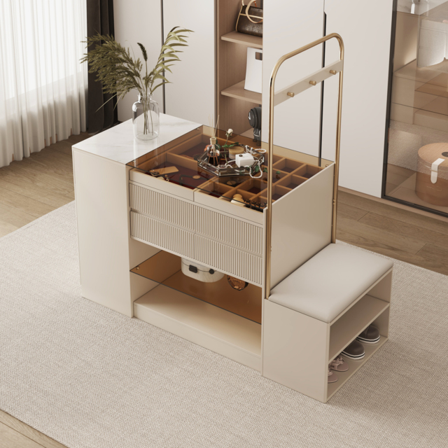 150 cm W Modern Off White Dresser with Doors & Drawers Walk in Wardrobe Island Jewellery Storage & Rack & Bench - image 1