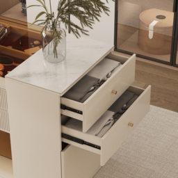 150 cm W Modern Off White Dresser with Doors & Drawers Walk in Wardrobe Island Jewellery Storage & Rack & Bench - thumbnail 7
