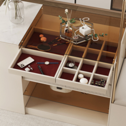 150 cm W Modern Off White Dresser with Doors & Drawers Walk in Wardrobe Island Jewellery Storage & Rack & Bench - thumbnail 6