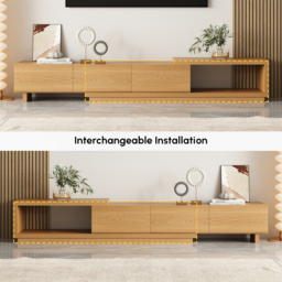 Homary Quoint 2550 mm Modern TV Stand Retracted & Extendable 3-Drawer Media Console Natural - thumbnail 8