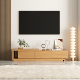 Homary Quoint 2550 mm Modern TV Stand Retracted & Extendable 3-Drawer Media Console Natural - thumbnail 4