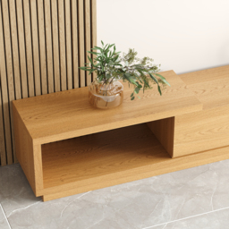 Homary Quoint 2550 mm Modern TV Stand Retracted & Extendable 3-Drawer Media Console Natural - thumbnail 9