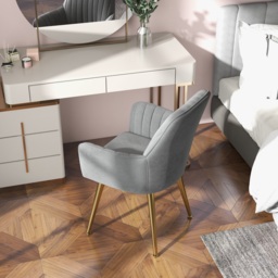 Modern Dining Chair Light Grey Velvet Upholstered Dining Chairs With Arms (Set of 2) - thumbnail 8