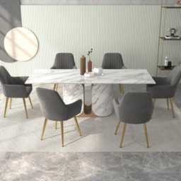 Modern Dining Chair Light Grey Velvet Upholstered Dining Chairs With Arms (Set of 2) - thumbnail 9
