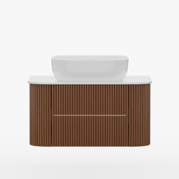 800mm Floating Fluted Wall mounted Bathroom Vanity Set Sintered Stone Top with Vessel Single Basin & 2 Drawers - thumbnail 9