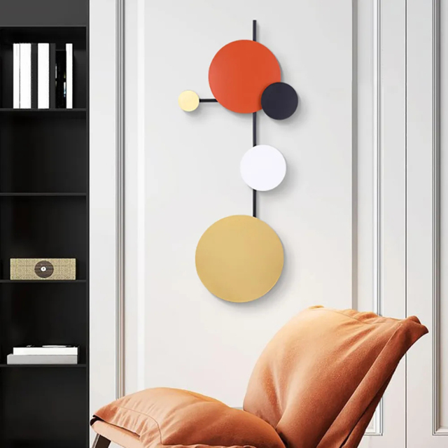 Modern Geometric Round Wall Decor Wall Hanging Metal Art 400mm x 950mm Multi-Colour