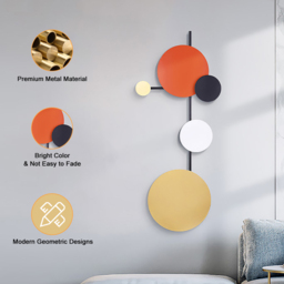 Modern Geometric Round Wall Decor Wall Hanging Metal Art 400mm x 950mm Multi-Colour - thumbnail 9