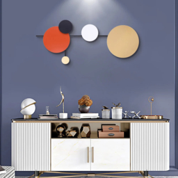 Modern Geometric Round Wall Decor Wall Hanging Metal Art 400mm x 950mm Multi-Colour - thumbnail 2