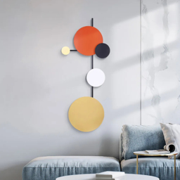 Modern Geometric Round Wall Decor Wall Hanging Metal Art 400mm x 950mm Multi-Colour - thumbnail 6