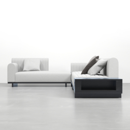 "157"" Cotton and Linen L-Shaped Sectional Sofa Modern Light Gray Sectional with Storage Side Table" - thumbnail 8