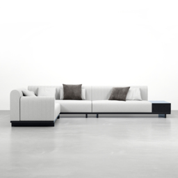 "157"" Cotton and Linen L-Shaped Sectional Sofa Modern Light Gray Sectional with Storage Side Table" - thumbnail 9