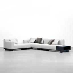 "157"" Cotton and Linen L-Shaped Sectional Sofa Modern Light Gray Sectional with Storage Side Table" - thumbnail 7