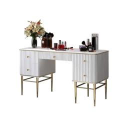 Bline White Dressing Table Faux Marble Dressing Table with Drawers Gold Stainless Steel - thumbnail 7