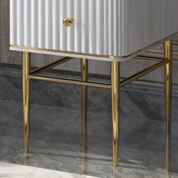 Bline White Dressing Table Faux Marble Dressing Table with Drawers Gold Stainless Steel - thumbnail 6