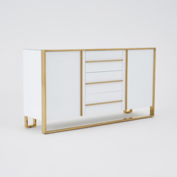 "Cylina 59"" Glossy White Buffet & Sideboard with 3 Drawers & 2 Doors" - thumbnail 8