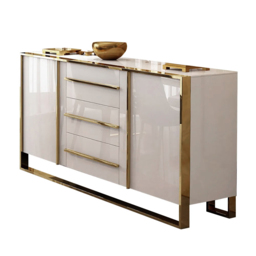 "Cylina 59"" Glossy White Buffet & Sideboard with 3 Drawers & 2 Doors" - thumbnail 5