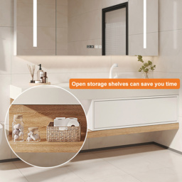 150 cm Modern Floating Bathroom Vanity Set With Single Basin Wall-Mount White & Natural - thumbnail 4