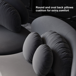"145.7"" Velvet Curved Modular Sectional Sofa with Ottoman Deep Gray Upholstered 7-Seater Sofa Set" - thumbnail 9