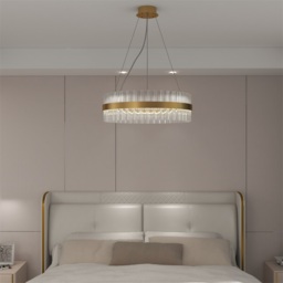 Fixedo Modern Glass Chandelier with Round Frame in Brass and Adjustable Cables - thumbnail 5
