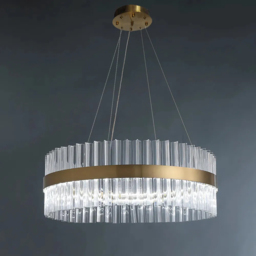 Fixedo Modern Glass Chandelier with Round Frame in Brass and Adjustable Cables - thumbnail 6