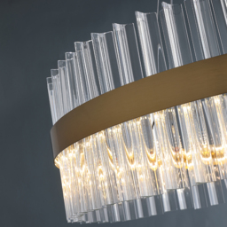 Fixedo Modern Glass Chandelier with Round Frame in Brass and Adjustable Cables - thumbnail 9