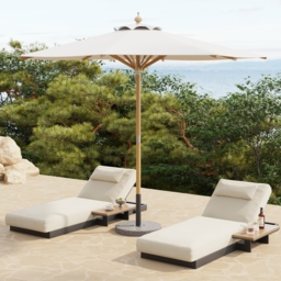 Tevara 10 ft. Patio Centre Pole Umbrella with Marble Stand Outdoor Sun Umbrella for Pool / Beach in White - thumbnail 4