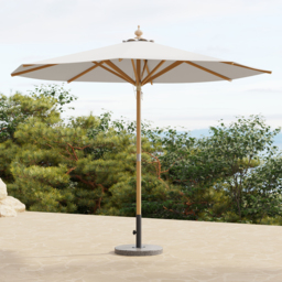 Tevara 10 ft. Patio Centre Pole Umbrella with Marble Stand Outdoor Sun Umbrella for Pool / Beach in White