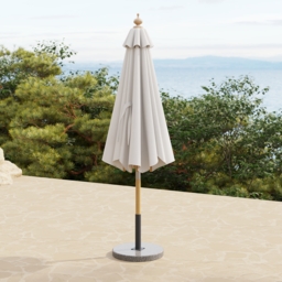 Tevara 10 ft. Patio Centre Pole Umbrella with Marble Stand Outdoor Sun Umbrella for Pool / Beach in White - thumbnail 5
