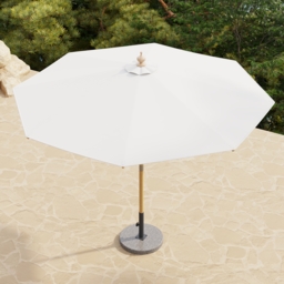 Tevara 10 ft. Patio Centre Pole Umbrella with Marble Stand Outdoor Sun Umbrella for Pool / Beach in White - thumbnail 3