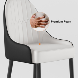 Darg Modern 6-Piece PU Leather Dining Room Chairs in White & Black with Metal Legs - thumbnail 4