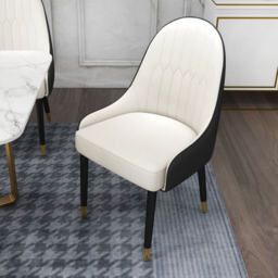 Darg Modern 6-Piece PU Leather Dining Room Chairs in White & Black with Metal Legs - thumbnail 7