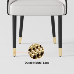 Darg Modern 6-Piece PU Leather Dining Room Chairs in White & Black with Metal Legs - thumbnail 6